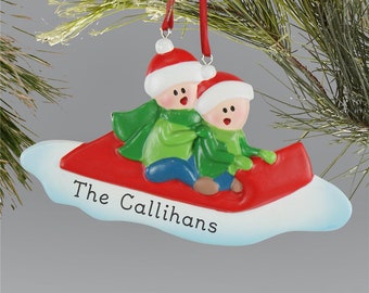 Personalized Family of 2 Sledding Ornament, Christmas Ornament, Family Ornament, Christmas Decorations, Family Christmas -gfyL13592253-2