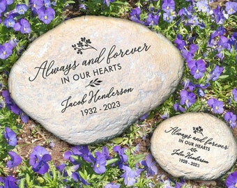 Engraved Always And Forever In Our Hearts Personalized Memorial Garden Stone, memorial garden, sympathy gift, remembrance, bereavement gift