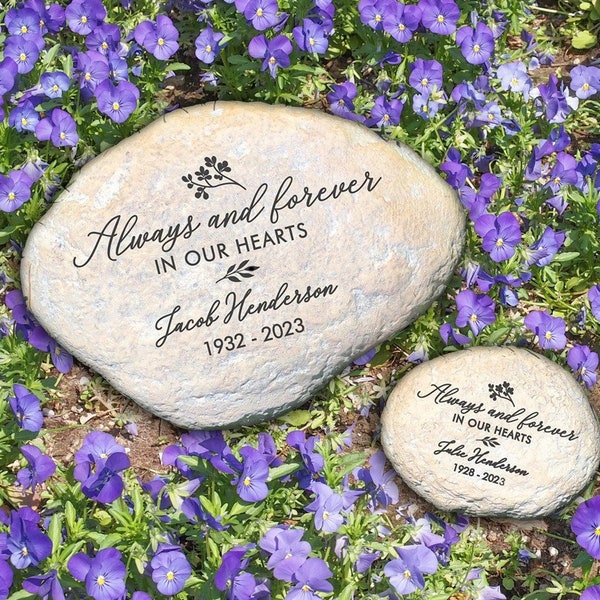 Engraved Always And Forever In Our Hearts Personalized Memorial Garden Stone, memorial garden, sympathy gift, remembrance, bereavement gift