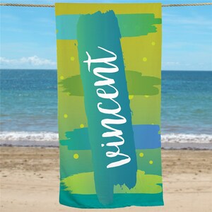 Personalized Gradient Splash Beach Towel, Personalized Summer Beach Towel, Kids Beach Towel ...