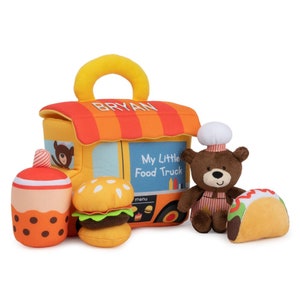 Embroidered My Little Food Truck Playset, Custom Baby Gift, Sensory Toys For Toddlers, Personalized Toddler Toys, Gifts For Kids, Baby Toys