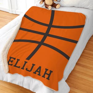 Sports Personalized Sherpa Blanket, Basketball Throw Blanket, Gift For Basketball Team, Basketball Player Gift, Christmas Gift For Boys