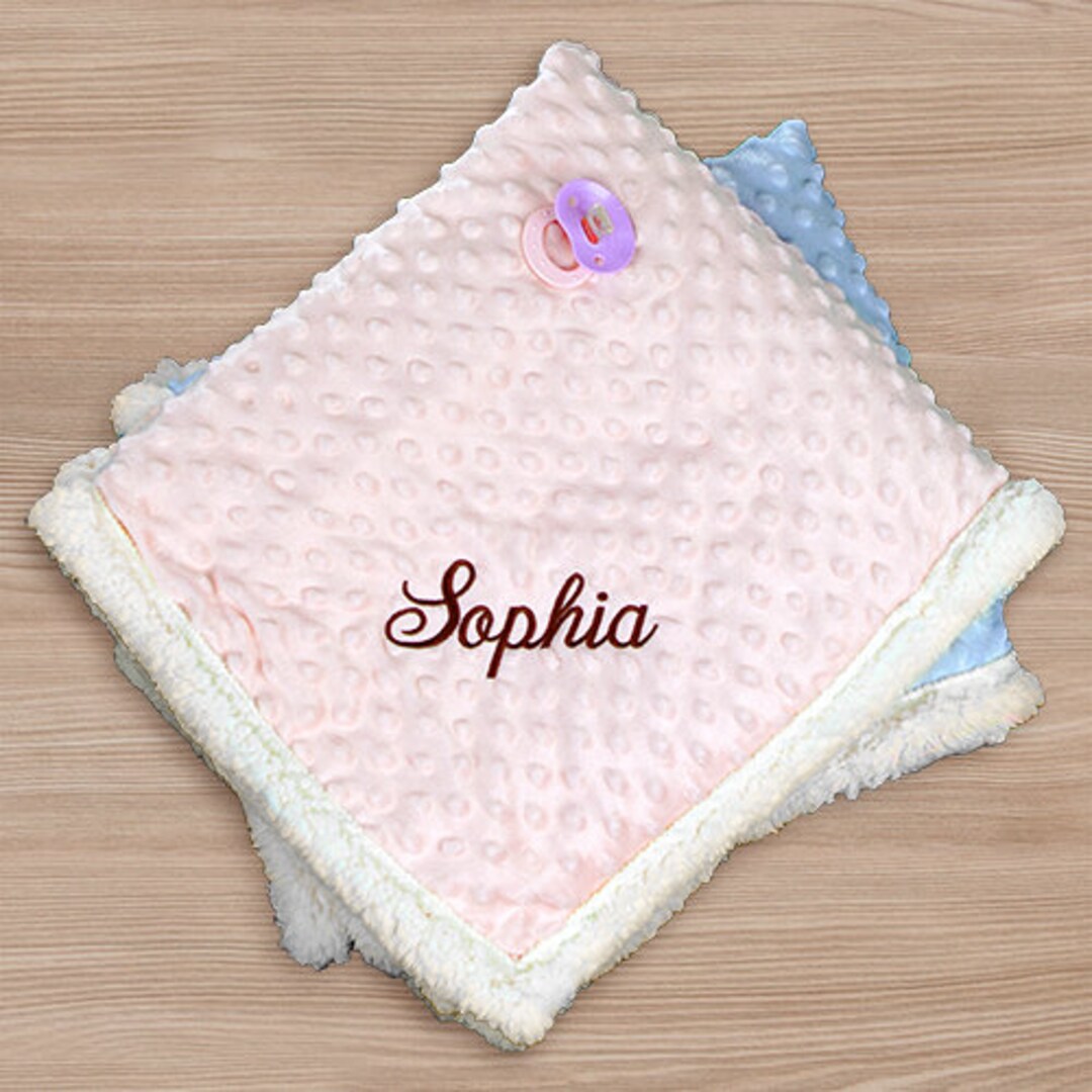 Embroidered Any Name Baby Sherpa Blanket, Pink, Baby Girl Gift, Baby