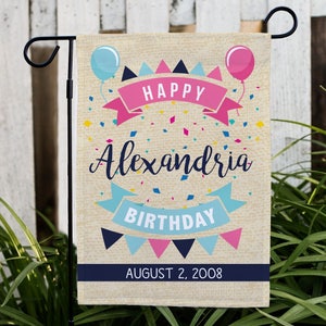 Happy Birthday Personalized Garden Flag, happy birthday, birthday decoration, birthday welcome garden flag, custom birthday, birthday banner