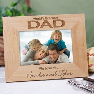 World&#39;s Greatest Dad Wooden Picture Frame, Personalized Dad Gift From Kids, Custom Engraved Photo Frame, Father’s Day Gift, Birthday Gift
