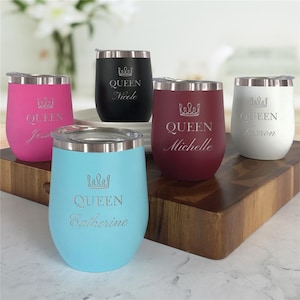 Engraved Queen Insulated Stemless Wine Tumbler, Personalized Wine Tumbler, Personalized Wine Tumbler, Gifts For Her, Mother&#39;s Day Gift