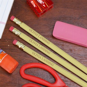 Engraved Yellow School Pencils, personalized pencils, custom pencils, engraved pencils, personalized yellow pencils -gfyL451913YL