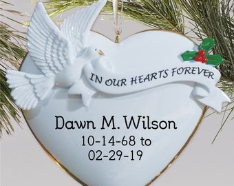 In Our Hearts Forever Personalized Memorial Ornament, memorial christmas ornament, in memory gift, gift for loss of loved one -gfy820413