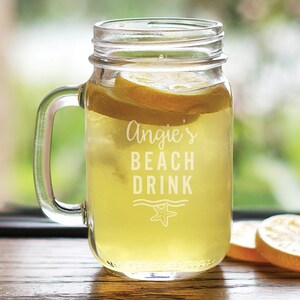 Any Message Summer Engraved Mason Jar, Custom Mason Jar, Personalized Drinkware With Name, Engraved Glassware, Gifts For Her, Birthday Gift