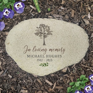 Memorial Tree Flat Personalized Garden Stone, Memorial Gardening Gift, Custom In Loving Memory Gift, Loss of Mother Gift, Loss of Father