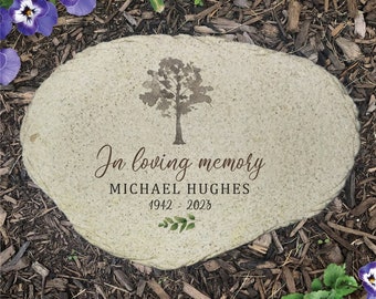Memorial Tree Flat Personalized Garden Stone, Memorial Gardening Gift, Custom In Loving Memory Gift, Loss of Mother Gift, Loss of Father