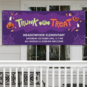 Personalized Trunk or Treat Banner, Halloween Event, Banner, Halloween Party, Personalized, Customized, halloween decor, Trunk Or Treat Sign