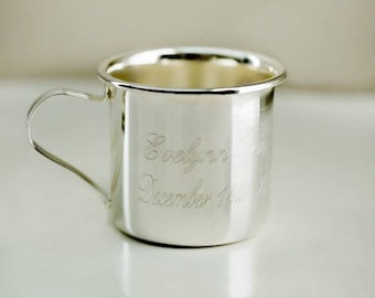 Silver Engraved Baby Sippy Cup, baby gift, engraved sippy cup, personalized sippy cup, baby shower, memento, nursery, gift -gfyM11565107