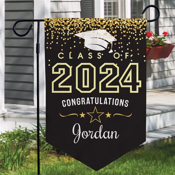 Personalized Colorful Grad Garden Flag, grad party, class of 2024, outdoor decor, front yard, hanging flag, colorful flag, 2024 graduation