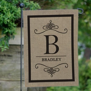 Personalized Family Name & Initial Garden Flag, garden decor, burlap garden flag, family burlap flag, personalized flag, rustic home decor