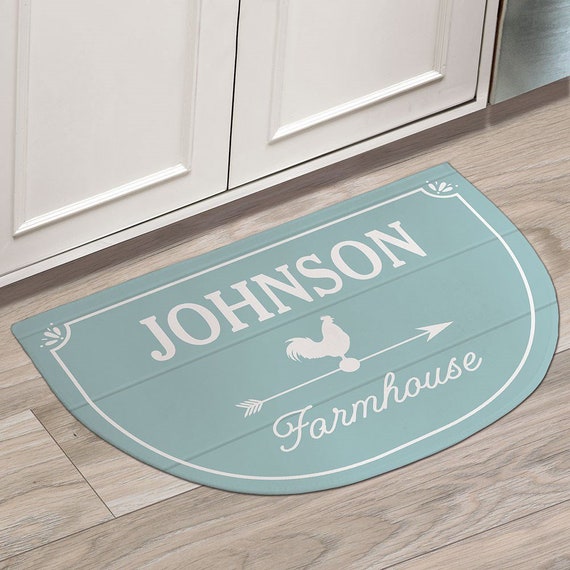 Farmhouse Personalized Rounded Kitchen Mat Personalized Etsy