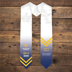 Choose Your School Color with Gold Arrows Personalized Graduation Stole, class of 2025, grad gift, for graduate, graduation attire, college