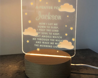 Personalized Prayer Square Light Up Sign, nightlight, nursery decor, baby gift, bedroom light, Now I Lay Me Down to Sleep -gfyUV1998329