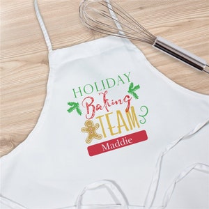 Holiday Baking Team Kids Personalized Apron, Christmas Apron, Aprons for Kids, Holiday Apron, Christmas Cookies, Festive Apron -gfyY8136397