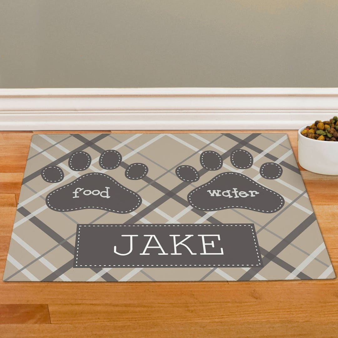 Plaid Personalized Pet Food Mat Dog Mat Dog Placemat Dog Etsy