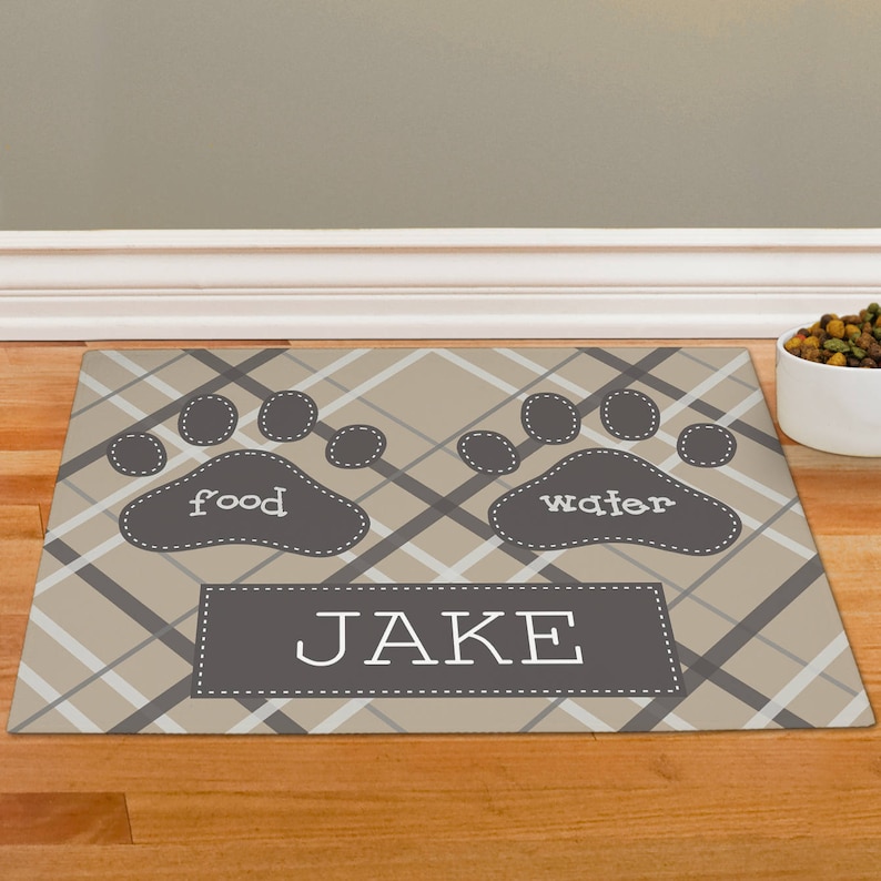 Plaid Personalized Pet Food Mat Dog Mat Dog Placemat Dog Etsy