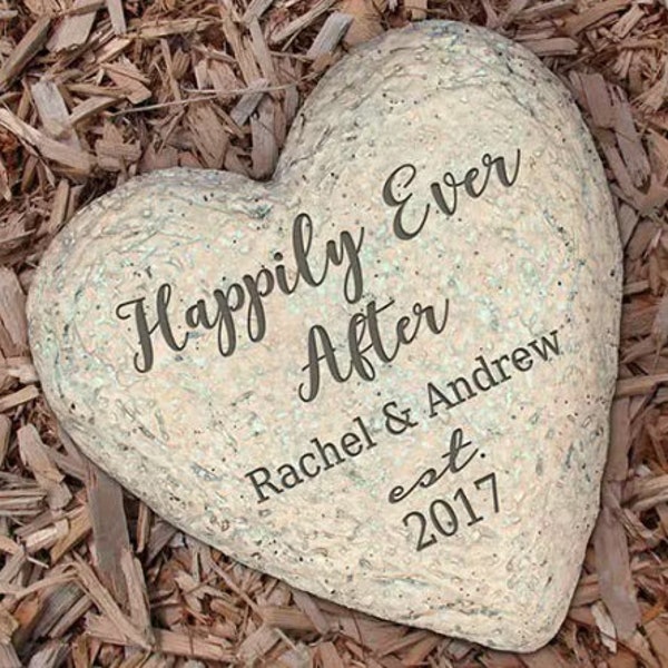 Happily Ever After Personalized Heart Garden Stone, newlywed gift, gift for couple, wedding gift, newlywed home decor, anniversary gift