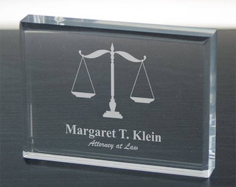 Lawyer Personalized Keepsake Paperweight, Acrylic, Scales, Attorney, Law, Keepsake, Personalized, Custom, Balance, Engraved -gfy727073