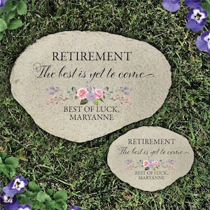 The Best is Yet to Come Flat Personalized Garden Stone With Floral Design, Garden Decor, Outdoor Decor, Gift For Coworker, Garden Rock