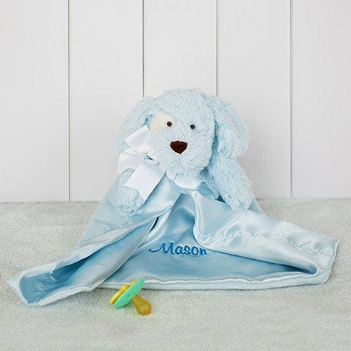 Embroidered Baby Plush Puppy baby blanket dog blue | Etsy