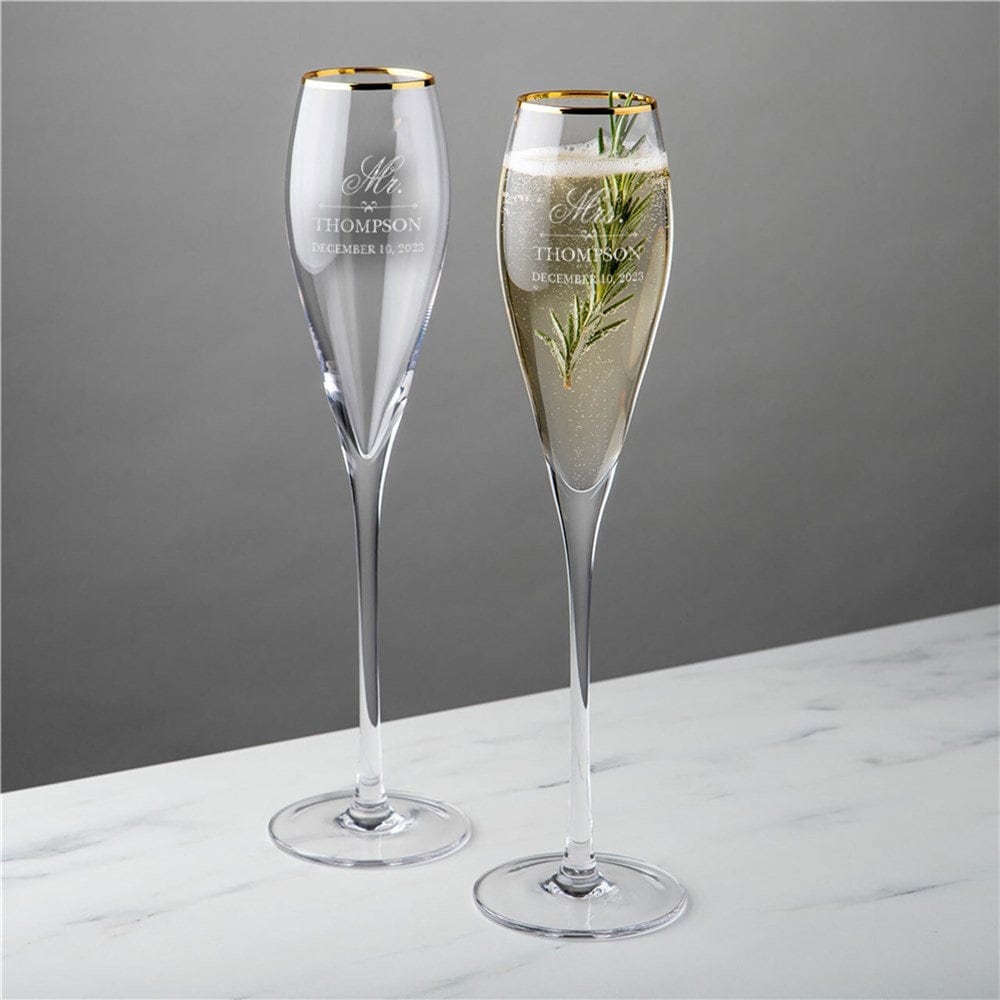 BERKWARE Premium Champagne Flutes - Crystal Tulip Champagne  Glasses - 7.7 oz each (Set of 2): Champagne Glasses