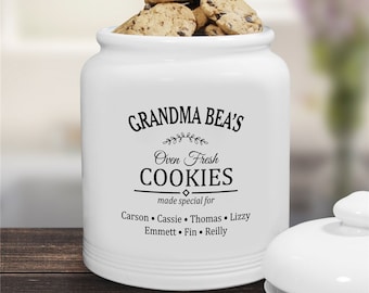Oven Fresh Treat Personalized Cookie Jar, Custom Cookie Jar, Ceramic Jar With Lid, For Mom, For Her, Valentine's Day, Vintage Cookie Jar