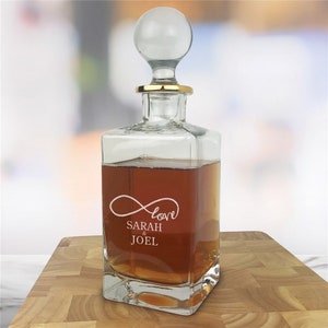 Engraved Infinity Love Gold Rim Decanter, Personalized Whiskey Decanter, Anniversary Gift for Him, Boyfriend Gift, Wedding -gfyL8246387G