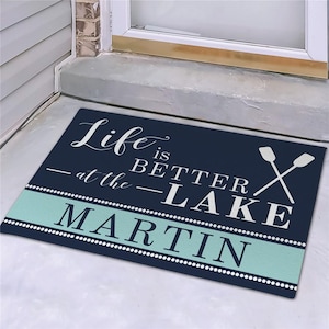 Personalized Life Is Better At The Lake Doormat, Personalized Lakehouse Decor, Personalized Lakehouse Doormat, Family Doormat, Floormat