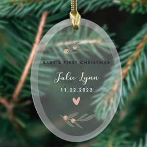 Baby&#39;s First Christmas Glass Ornament, Custom Keepsake, Unique Oval Ornament, New Baby Gift, Newborn Ornament, Personalized Holiday Decor