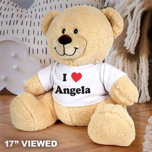 Personalized I Love You Stuffed Animal, Gift For Her, Anniversary Gift, Birthday Gift, Plush Bear With Shirt, Gift For Girlfriend, Boyfriend