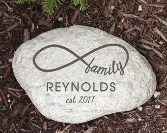 Personalized Infinity Family Garden Stone, personalized garden stone, garden decor, outdoor decor, family name, housewarming -gfyL1120214