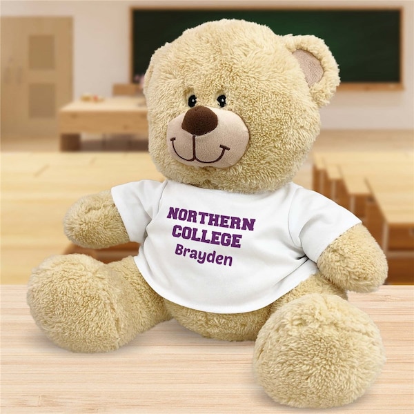 School Spirit Personalized Teddy Bear, Gift For College Student, Teddy Bear With School Name, Christmas Gift, Gift For Her, Student Gift