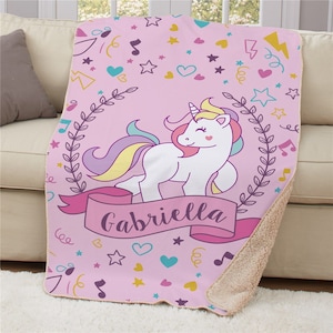 Personalized Unicorn Blanket For Girls - Custom Name Plush Fleece Throw 30x40 Inches - View #7