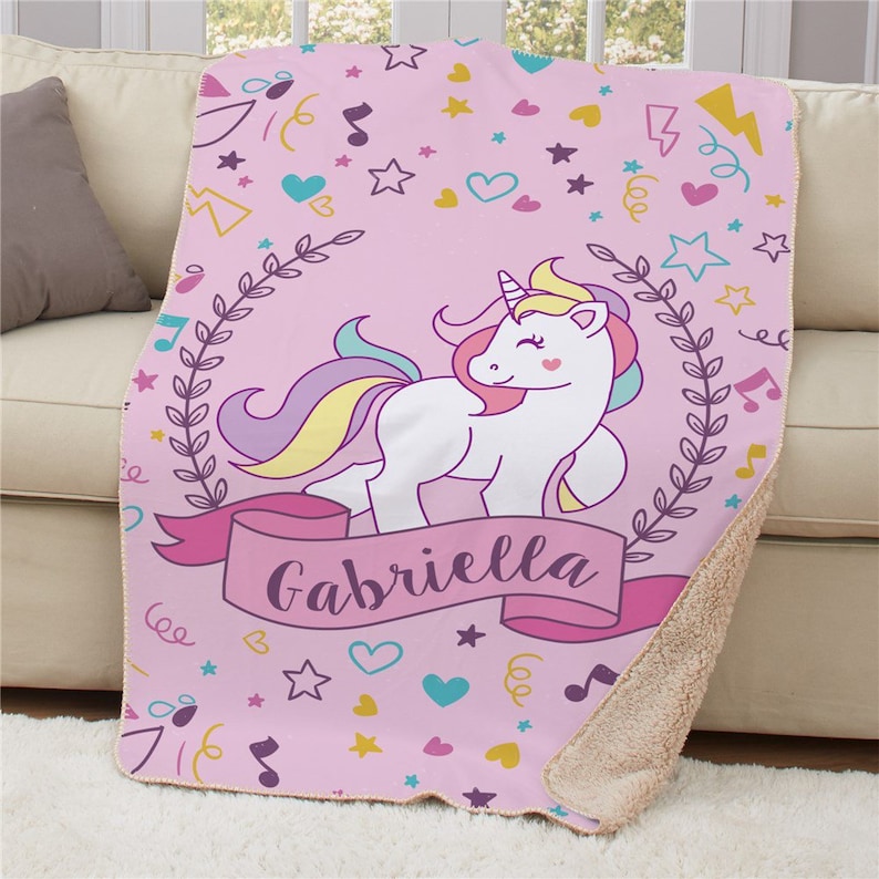 Personalized Kids Sherpa Blanket -gfyU1369387 Unicorn Blanket Personalized Girls Blanket Personalized Unicorn With Wreath Sherpa Throw