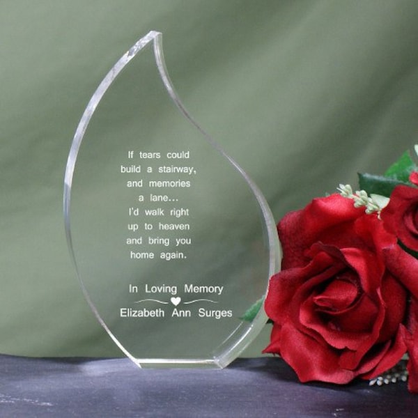 Tears Could Build A Stairway Memorial Tear Keepsake, Love, glass, personalized, engraved, remembrance, heaven, heart -gfy733872T