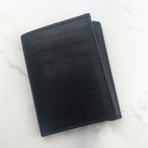 Cartera triple negra, billetera, billetera de cuero sintético, billetera triple, regalo para él, billetera para niños, billetera simple, regalos para niños, regalo de posgrado