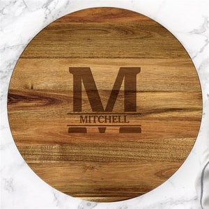 Engraved Family Name Lazy Susan, Personalized Lazy Susan For Table, Custom Turntable, Wedding Gift, Engraved Serving Tray, Centerpiece