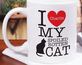 Personalized I Love My Spoiled Cat Mug, cat lover gift, coffe mug, ceramic mug, personalized coffee mug, cat lover mug, kitchen  -gfy271030M