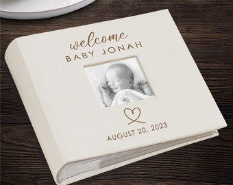 Engraved Welcome Baby Photo Album, Baby Photo Album, Holds 200 4x6 Photos, Custom Photo Album, Photo Book, Scrapbook, New Baby Keepsake
