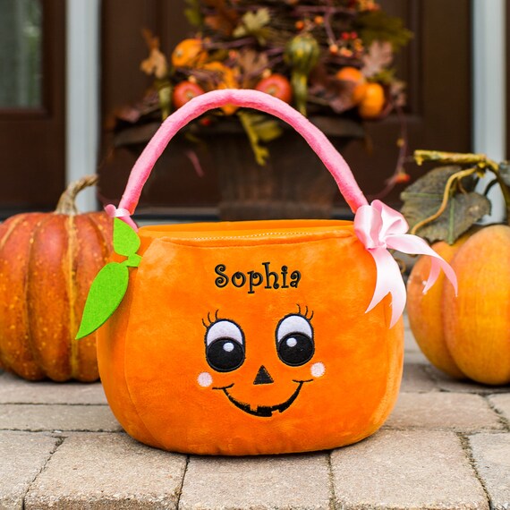 Girl Pumpkin Personalized Trick or Treat Basket