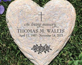 Engraved In Loving Memory with Roses Garden Stone, in loving memory, memorial stone, garden stone, sympathy gift, heart stone -gfyL1745991