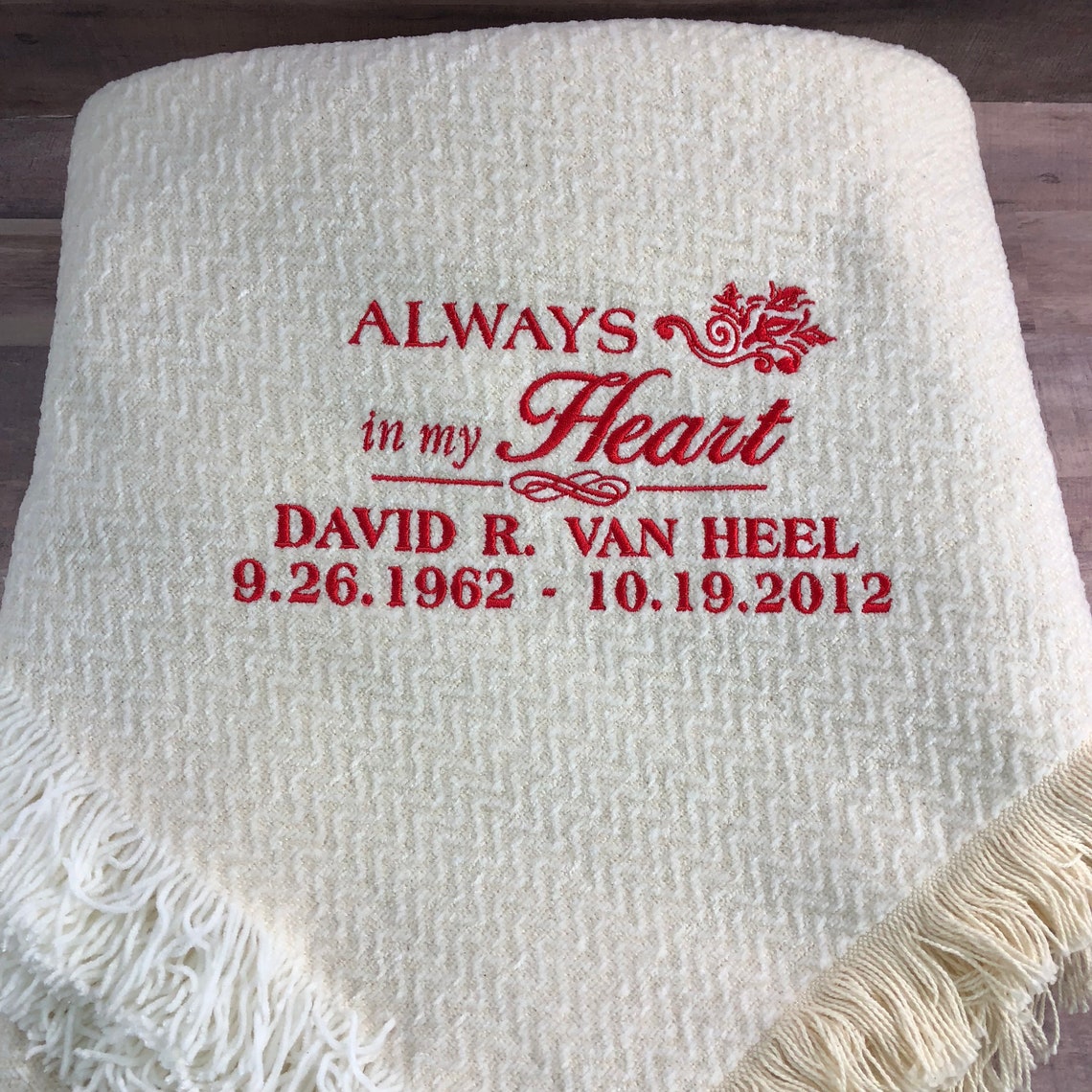 Embroidered Memorial Throw Blanket personalized memorial Etsy