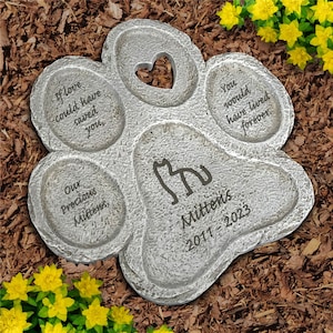 Our Precious Cat Engraved Paw Print Stone, cat grave marker, multiple cat memorial, custom memorial stone, cat memorial stone, grave marker