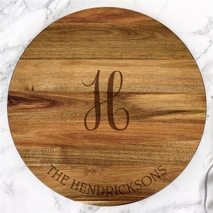 Engraved Family Name and Initial Lazy Susan, Personalized Lazy Susan For Table, Turntable, Wedding Gift, Engraved Serving Tray, Centerpiece