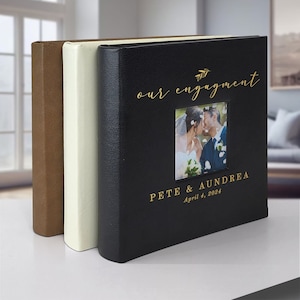 Engraved Engagement Leatherette Photo Album, Holds 200 4x6 Photos, Engagement Album, Personalized Photo Book, Engagement Gift, Scrapbook